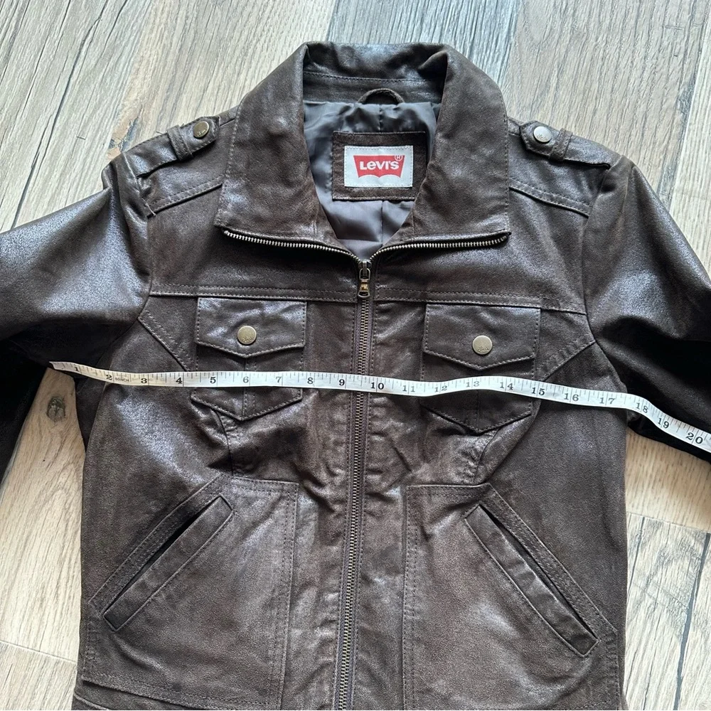 Levi’s Genuine Leather Zip Up Jacket Medium - Picture 11 of 15